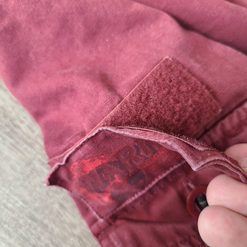 Columbia Faded Red Blazer Shacket Adj Waist Womens L Lightly Distressed Denim - Picture 6 of 13